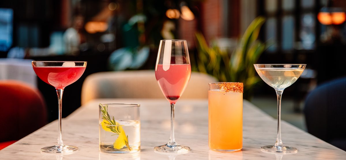 Signature cocktails at the bar