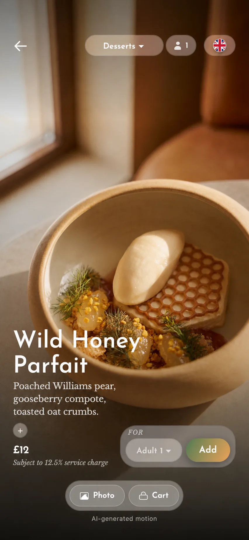 Cravd Studio reel view showing Wild Honey Parfait inside the mobile video menu